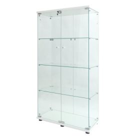 Double Door LED Light Glass Display Case, Floor To Ceiling Rare Bookcase, Suitable For Living Room Bedroom Office