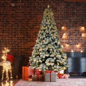 Green Flocking 6ft 550 Lights Warm 8 Patterns 928 Branches Automatic Tree Structure PVC Material Christmas Tree