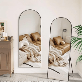 Black 63x20 Inch Metal Arched Bracket Full-length Mirror