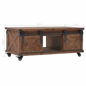 vidaXL Coffee Table Solid Fir Wood 91x51x38 cm Brown