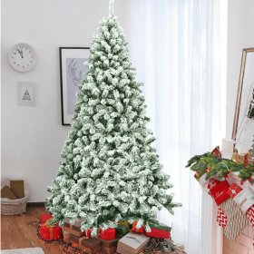 1 Pc 7.5 Feet Snow Flocked Artificial Christmas Tree Hinged With 1346 Tip And Foldable Base