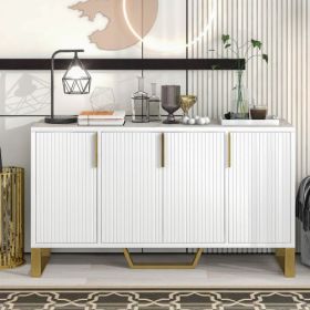 Modern Sideboard Kitchen Cabinet With Four Doors, Metal Handles And Legs And Adjustable Shelves