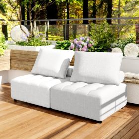 Outdoor Modular Sofa Aluminium Structure Support Cushions And Cushion Covers Detachable Fade Resistant Sofa Cover Included Beige