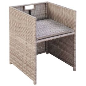 vidaXL 11 Piece Patio Dining Set with Cushions Poly Rattan Beige