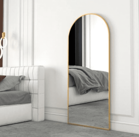 Gold 63x20 Inch Metal Arched Bracket Full-length Mirror