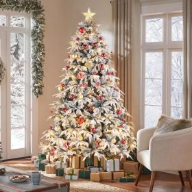 7ft Green Plush, 450 Lights, Warm Color 8 Mode, 1687 Branches, Automatic Tree Structure, Single-sided PE, PVC Material Christmas Tree