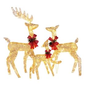 3pcs122x54x38cm Golden Elk Family Courtyard Elk Decoration