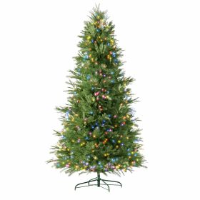 7.5 Feet Artificial Christmas Tree With Metal Stand, 550 Multi-color LED Lights, 2286 Branch Tips Green, Easy To Assemble For The Home 50 X 50 X 90 In