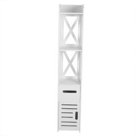 2X White Wooden Bathroom Cabinet Shelf Cupboard Bathroom Storage Rack