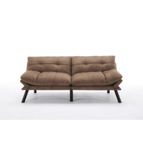 Leatehr Feeling Brown Convertible Folding Modern Sofa Bed