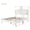 Queen Size Upholstered Bed Frame with LED Lights ,Modern Upholstered Princess Bed With Crown Headboard, White