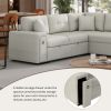 86.6" Sectional Sofa L-shaped Sofa Couch Pull-out Sofa Bed with a Movable Ottoman, Two USB Ports and Two Cup Holders for Living Room, Gray