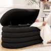 Fuji 49" Upholstered Oval Storage Bench, Ebony Black Boucle