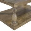 Rustic Floor Shelf Coffee Table with Storage, Solid Pine Wood (As same As WF287269AAD)