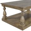 Rustic Floor Shelf Coffee Table with Storage, Solid Pine Wood (As same As WF287269AAD)