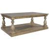 Rustic Floor Shelf Coffee Table with Storage, Solid Pine Wood (As same As WF287269AAD)