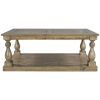 Rustic Floor Shelf Coffee Table with Storage, Solid Pine Wood (As same As WF287269AAD)