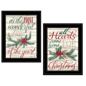 All Hearts Come Home For Christmas2-Piece Vignette By Artisan Cindy Jacobs, Ready To Hang Framed