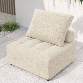 Outdoor Modular Sofa, Aluminium Structure, Support Cushion And Back Cushion Cover - Removable, Fade Resistant, With Waterproof Cover, Light Brown - Pr