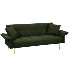 70.1 Inches Futon Sofa Bed, Convertible Double Sofa Bed With Folding Armrests For Living Rooms And Small Spaces