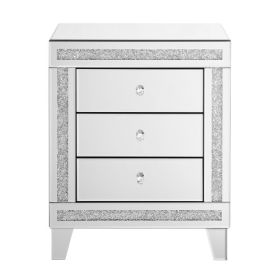 21.5 InchesX 15.8inchesX 26.8inchesSILVER MIRROR THREE-DRAWER CABINET, MULTI-PURPOSE STORAGE CABINET