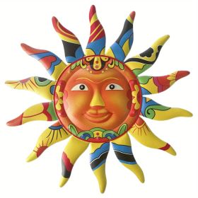 1pc, Creative Metal Sun Wall Decor, Metal Wall Art Decorative Pendant (13''), Decor