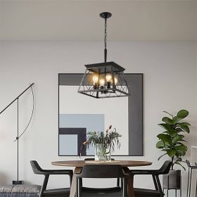 Farmhouse Chandelier 4-Light Vintage Antique Chandeliers Light Fixture For Kitchen Dining Room Living Room Golden Black(No Bulbs)NEW SKU:W1340P206637