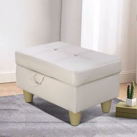 White Faux Leather Living Room Sofa Ottoman