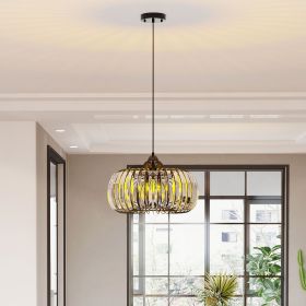 Modern Oblate Black Crystal Chandelier Fixture, Ceiling Pendant light for Living Room, Bedroom, Kitchen, Dining Room, Hallway