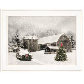 Trendy Decor 4U "Farmhouse Christmas" Framed Wall Art, Modern Home Decor Framed Print , Living Room