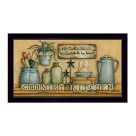 "Country Kitchen" By Mary June, Printed Wall Art, Ready To Hang Framed Poster, Black Frame