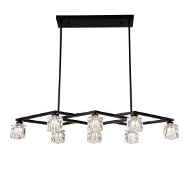 Matte Black Crystal Chandelier for Dining Room