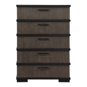 Two-Tone Brown Black Finish Drawers Chest 1pc Modern Industrial Design Bedroom Furniture