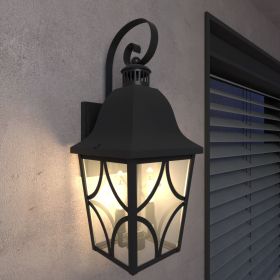 Outdoor Wall Light Fixtures, Waterproof Exterior Wall Sconce Porch Lights, Matte Black Outdoor Wall Lantern with Clear Glass