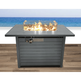 25'' H x 42'' W Steel Propane Outdoor Fire Pit Table with Lid