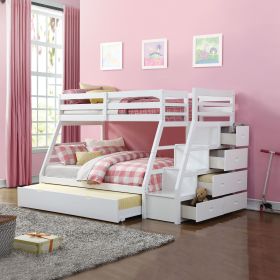 ACME Jason (Storage) Bunk Bed (T/F) w/Trundle (Full) & Storage, White 37105