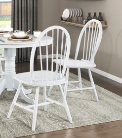 White Finish Side Chairs Set of 2, Farmhouse Style Wooden Furniture Casual Dining Kitchen Traditional Windsor Back Chair