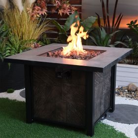 50000 BTU, CSA Certification Square Gas Fire Table ,Contain 5 kg Lava Stone And Rainproof Cover,Magnesium Oxide Wood Grain Surface Finished