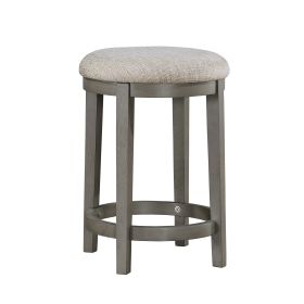 Light Gray Finish Counter Height Stools Set of 2, Foam Cushioned Seat Industrial Design Kitchen Dining Furniture