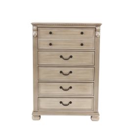 Antique Silver 1pc Chest Of Drawers Storage Bedroom Furniture Traditional Classic Style Chest