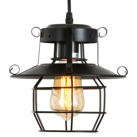 Vintage Farmhouse Pendant Light Rustic Metal Caged Pendant Lights Black Cage Hanging Lamp for Kitchen Island Entryway Bedrooms Living Room Barn