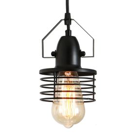 Industrial Black Pendant Light Metal Cage Pendant Lights Dining Room Hanging Lighting for Kitchen Island Living Room Bedroom Entryway Barn Farmhouse