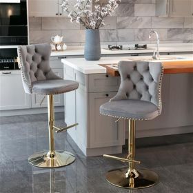 Furniture,Golden Swivel Velvet Barstools Adjusatble Seat Height from 25-33 Inch