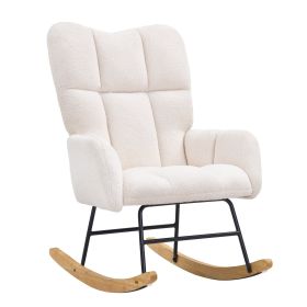 VEVOR Rocking Chair Nursery, Glider Rocking Chair with Soft Seat and High Backrest, 250 lbs Weight Capacity Teddy Fabric