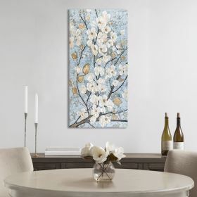 Gold Foil and Hand Embellished Floral Canvas Wall Art