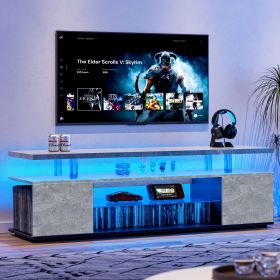 TV Stand for 70 Inch TV LED Gaming Entertainment Center Media Storage Console Table with Large Side Cabinet for Living Room Gray