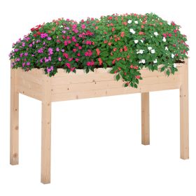 Outsunny Raised Garden Bed with Legs, 48" x 22" x 30", Elevated Wooden Planter Box, Self-Draining with Bed Liner for Vegetables, Herbs