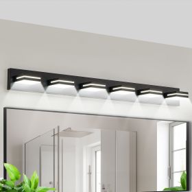 Modern Black LED Vanity Light, 6-Lights Wall Sconce for Bathroom and Mirror, Sleek Minimalist Design, Energy-Efficient, Easy to Install