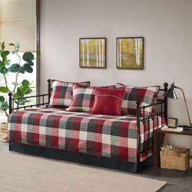 6 Piece Reversible Plaid Daybed Cover Set Red Daybed