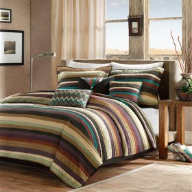 Reversible Quilt Set with Throw Pillows Multi King/Cal King